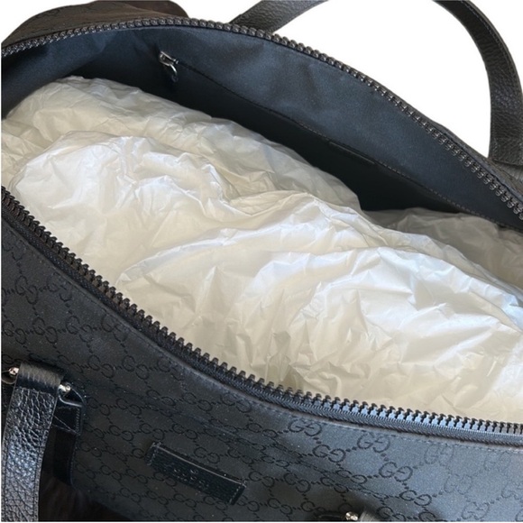 Gucci black duffle bag unisex canvas and leather - Picture 8 of 12